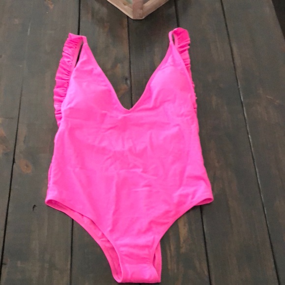 Sold*_Pink Ruffle One Piece Swimsuit - Picture 1 of 3